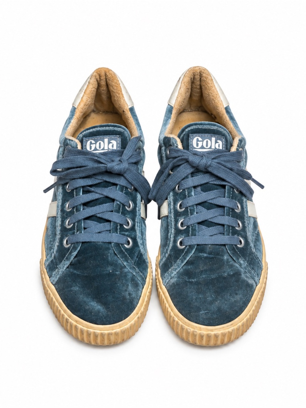Limited Edition Gola Mark Cox Blue Teal Velvet Sneakers Women’s Size 9 EU40 - Picture 2 of 6
